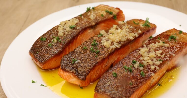 Pan Seared Salmon with Lemon Buttered Garlic Sauce (Pinoy Style)